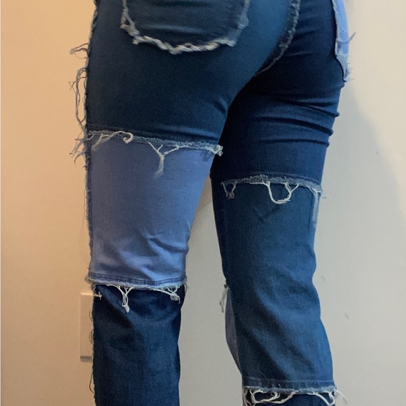 Multi denim patchwork jeans. - Picture 1 of 8